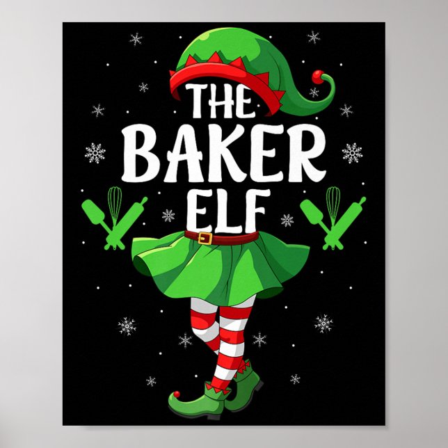 Baker Elf Christmas Girls Women Elf Squad Xmas Fam Poster (Vorne)