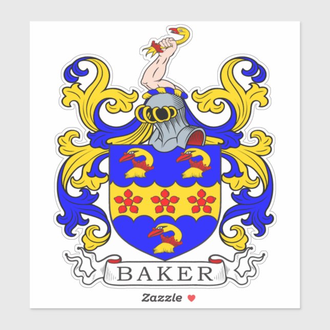 Baker-Familienwappen Aufkleber (Blatt)