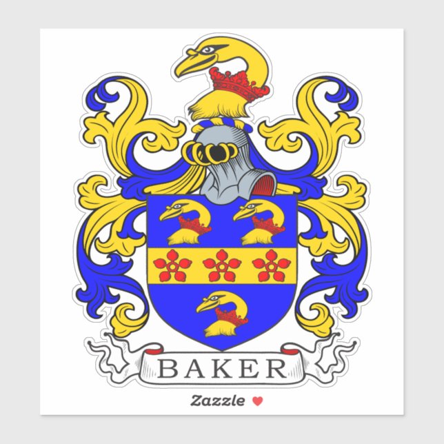 Baker-Familienwappen Aufkleber (Blatt)