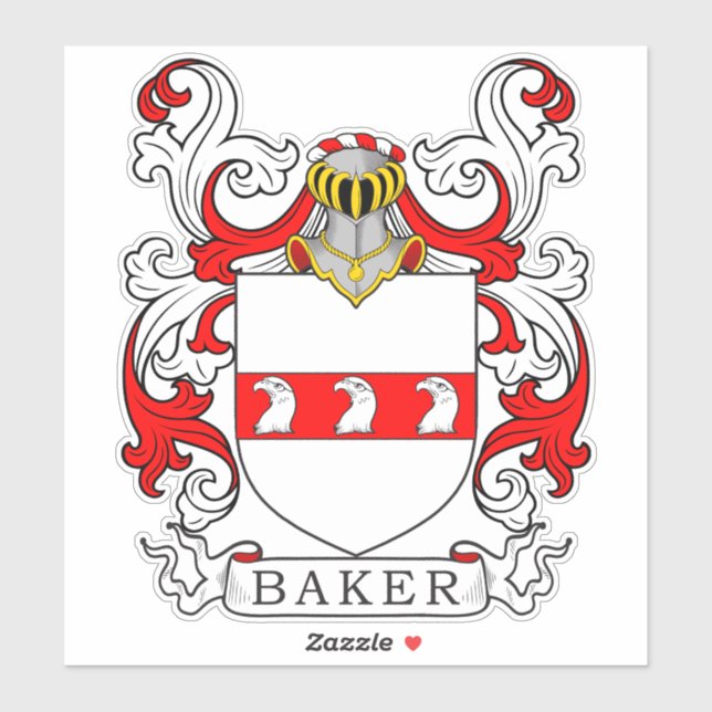 Baker-Familienwappen Aufkleber (Blatt)
