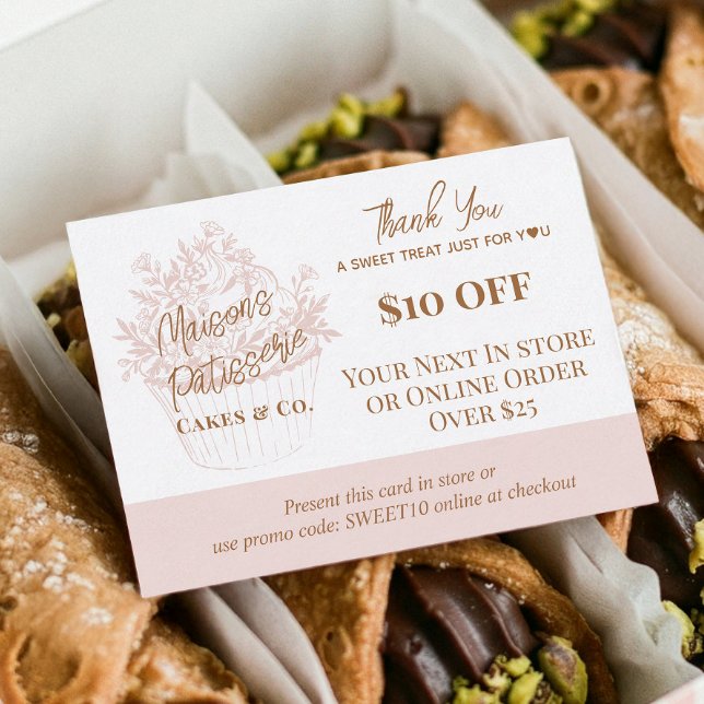 Baker Floral Cupcake Danke Promo Code Bäckerei Rabattkarte (Baker Floral Cupcake Thank You Promo Code Bakery Discount Card)