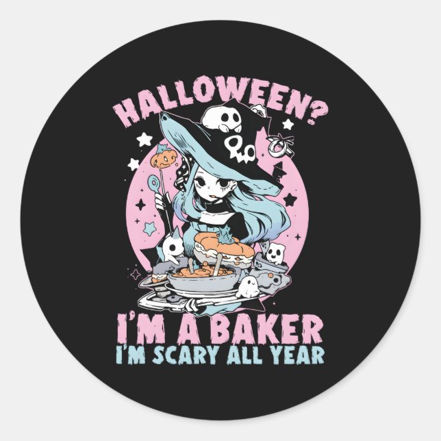 Baker Halloween Backbake Beängstigend Trick oder B Runder Aufkleber (Vorderseite)