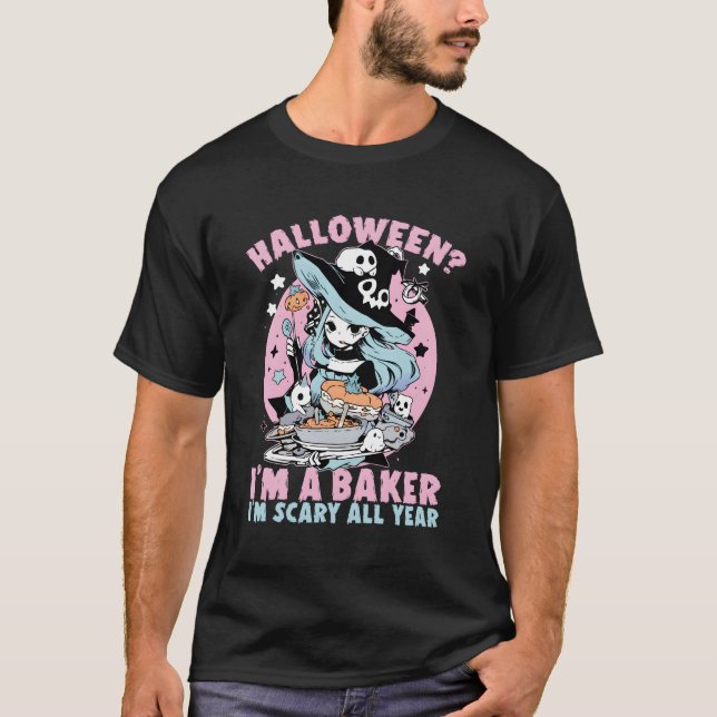 Baker Halloween Backbake Beängstigend Trick oder B T-Shirt (Vorderseite)