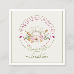 Baker-Koch mit Business-Card Quadratische Visitenkarte