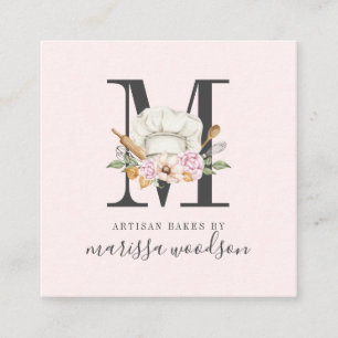 Baker Konditorei Koch Bäcker Tools Mit Monogramm P Quadratische Visitenkarte