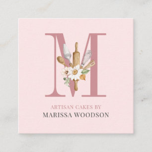 Baker Konditorei Koch Bakers Tools Rosa Quadratische Visitenkarte