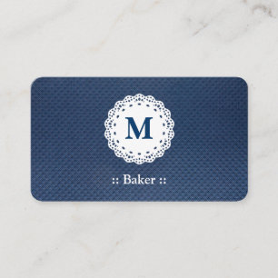 Baker Lace Monogram Blue Pattern Visitenkarte