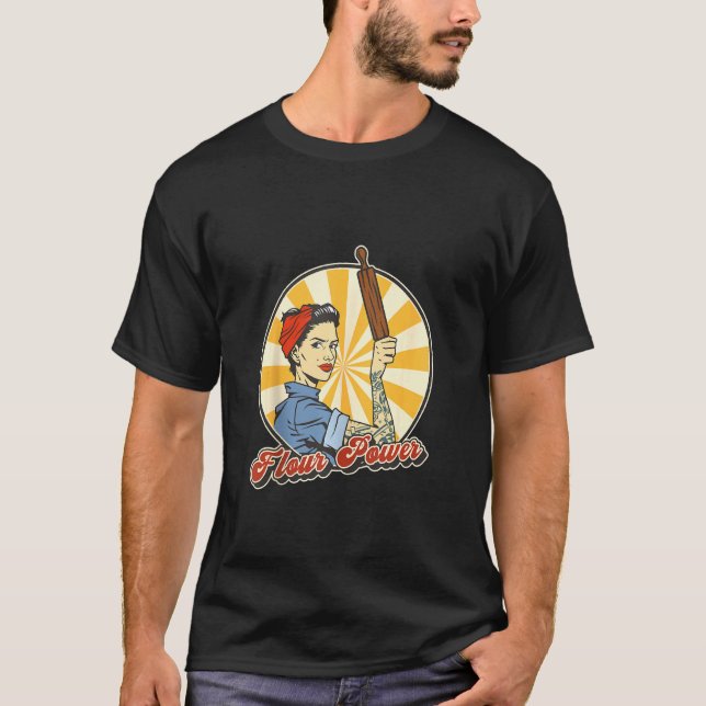 Baker Mehl Power Frauen Button-Rolling-Frau T-Shirt (Vorderseite)