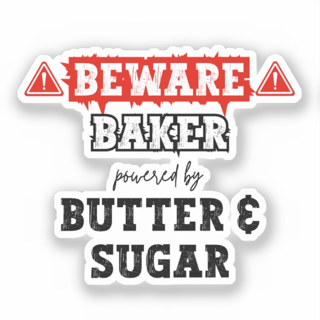 Baker mit Butter und Zucker | Funny Baking Aufkleber (Vorderseite)
