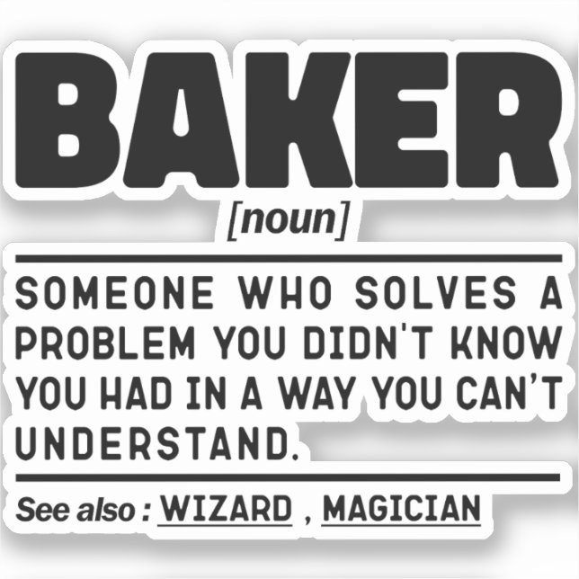 Baker Noun Definition Konditorei Koch Backen Lover Aufkleber (Vorderseite)