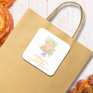 Baker Pastry Koch Catering Aquarell Quadratischer Aufkleber