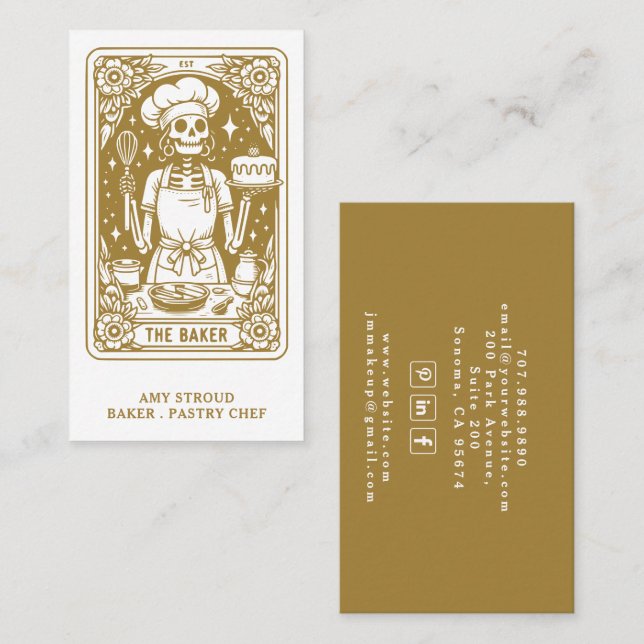 Baker Pastry Koch Gold Business Card Visitenkarte (Vorne/Hinten)