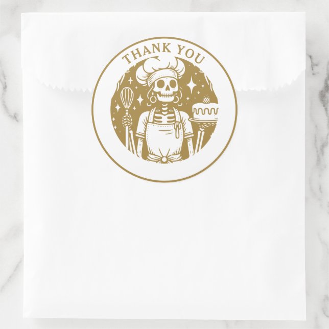 Baker Pastry Koch Gold Produkt Runder Aufkleber (Tasche)