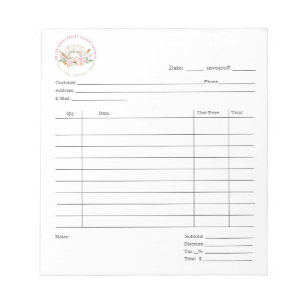 Baker Pastry Koch Hat Dessert Cater Invoice Pad Notizblock
