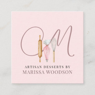 Baker Pastry Koch Pink Bakers Tools Quadratische Visitenkarte