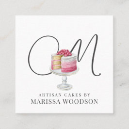 Baker Pastry Koch Rosa Eleganter Kuchen Quadratische Visitenkarte