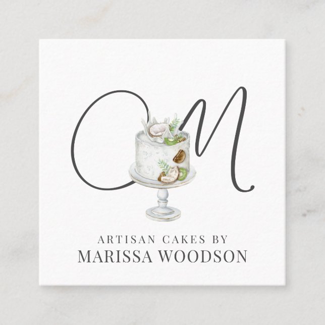 Baker Pastry Koch Rosa Elegantes Cake Square Busin Quadratische Visitenkarte (Vorderseite)