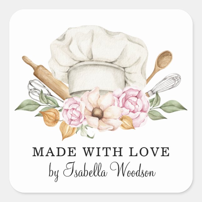 Baker Pastry Koch Tools des Trade Product Label Quadratischer Aufkleber (Vorderseite)