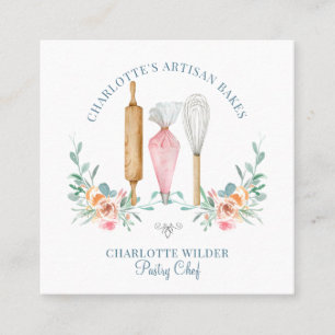Baker Pastry Koch Watercolor Baker Tools Quadratische Visitenkarte