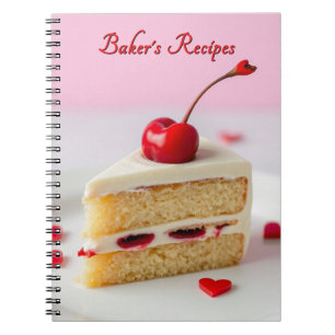 Baker-Rezepte Kirsche Oben Notizbuch Notizblock