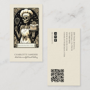 Baker Skeleton Sepia Tarot Ästhetik QR Code Visitenkarte