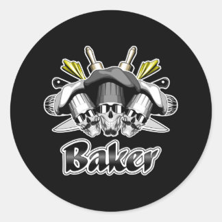 Baker Skull and Kitchen Utensits Runder Aufkleber