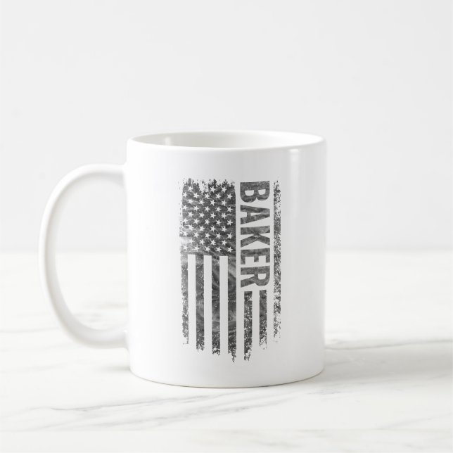 Baker USA Flag abgenutztes Design Kaffeetasse (Links)