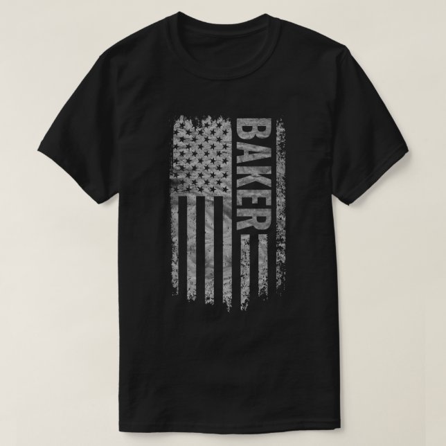 Baker USA Flag abgenutztes Design T-Shirt (Design vorne)