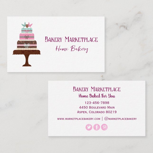 Bakerprodukte Social Media Business Card Visitenkarte (Vorne/Hinten)