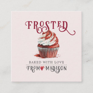 Baker's Cupcake Logo Calligrafy Script rosa Quadratische Visitenkarte