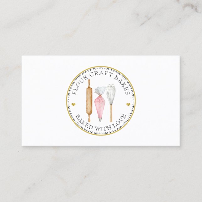 Baker's Pink Gold  Logo Utensils Business Card Visitenkarte (Vorderseite)