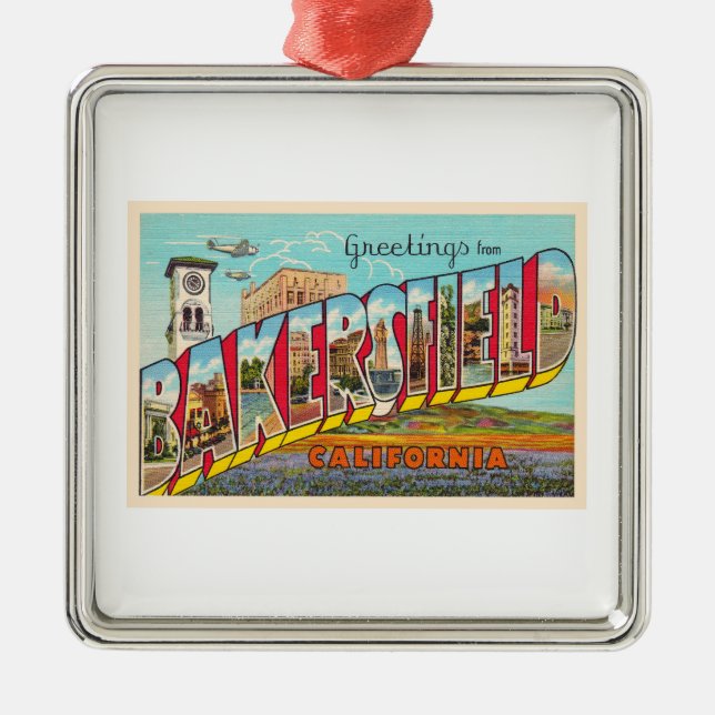 Bakersfield California CA Large Letter Postcard Ornament Aus Metall (Vorne)