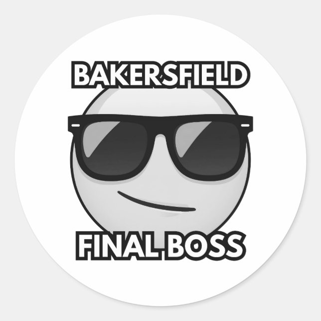 Bakersfield Final Boss Cool Emoji Sticker (Vorderseite)