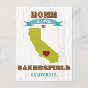 Bakersfield, Kalifornien Map - Zuhause ist, wo Postkarte