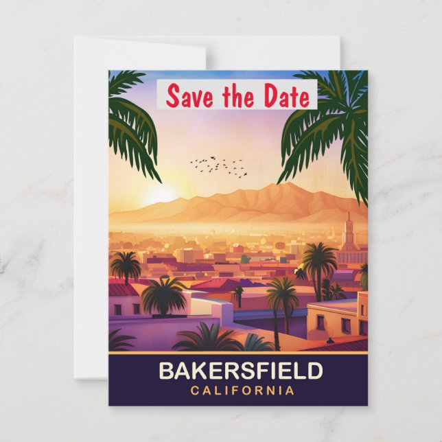 Bakersfield, Kalifornien, Travel Postcard, Save The Date (Vorderseite)
