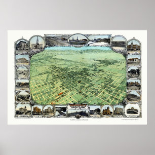 Bakersfield, panoramische Karte CAs - 1901 Poster
