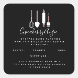 Bakertools Logo "Food Business Black" Quadratischer Aufkleber