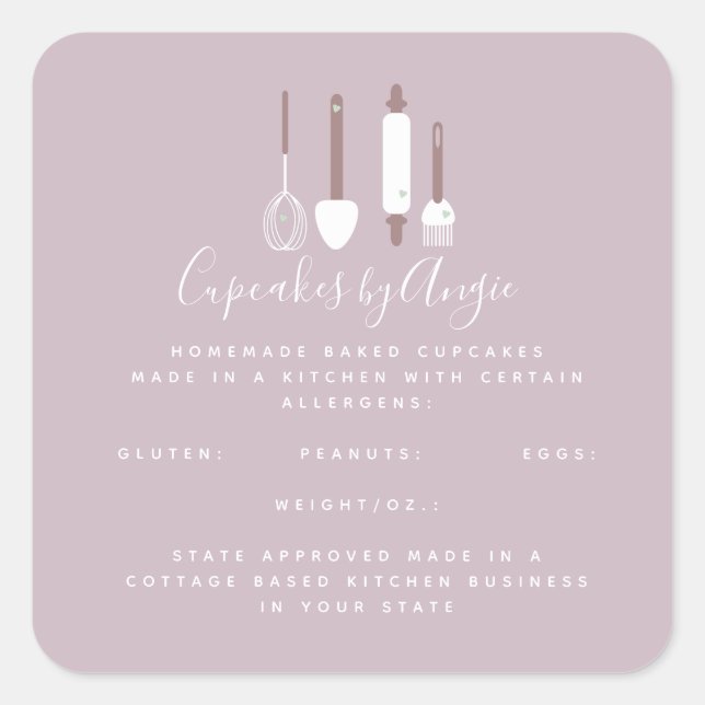 Bakertools Logo "Food Business Pink" Quadratischer Aufkleber (Vorderseite)