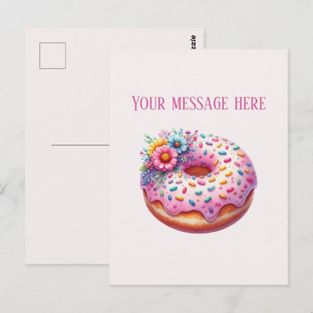 Bakery add message business name bakery doughnut  postkarte (Vorne/Hinten)