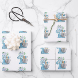 Bakery Blue Flower Mixer Geschenkpapier Set