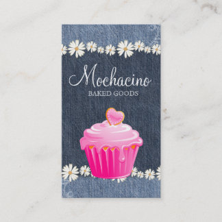Bakery Business Card Cupcake Jeans Daisy Pink Visitenkarte