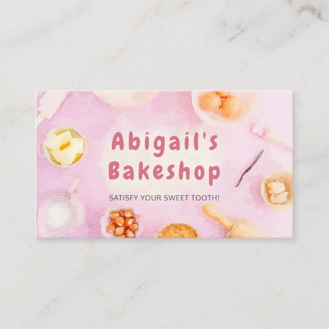 Bakery Business Card - Niedliches pastellfarbenes  Visitenkarte (Vorderseite)