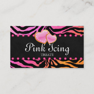 BAKERY Business Card Zebra Pink Dots Orange Pink Visitenkarte