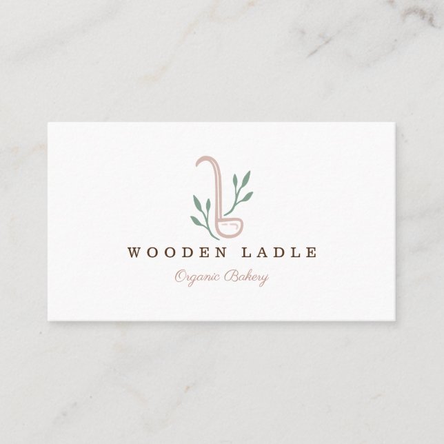 Bakery Business Lady & Natural Floral Logo Visitenkarte (Vorderseite)