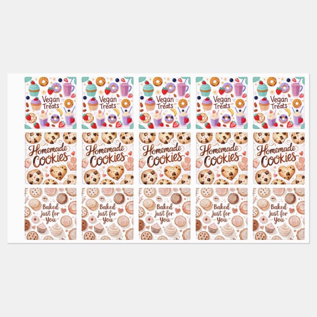 Bakery business themed stickers etiketten (Blatt)