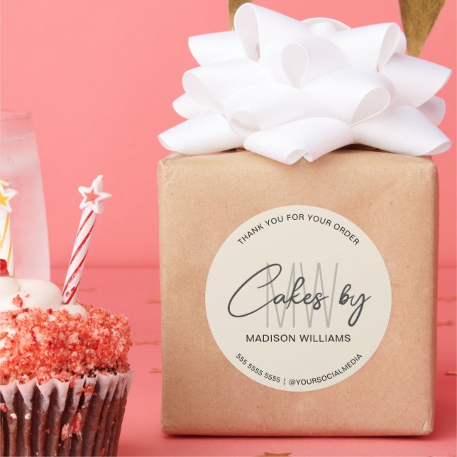 Bakery Cake Custom Monogram Logo Beilage Runder Aufkleber (Party)
