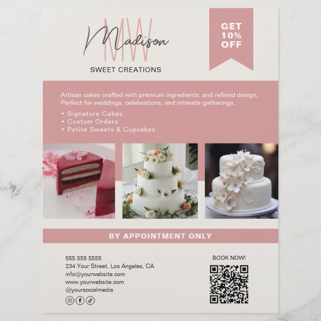 Bakery Cake Custom Monogram Logo Flyer (Vorne)