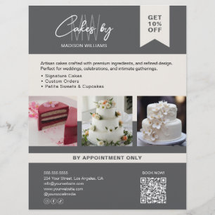 Bakery Cake Custom Monogram Logo Grau Business Flyer