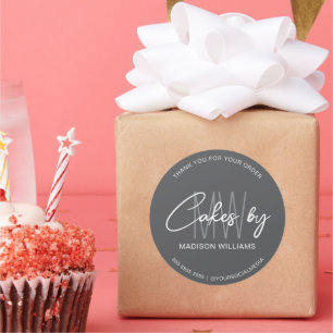 Bakery Cake Custom Monogram Logo Grau Runder Aufkleber