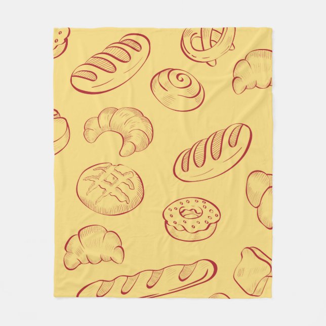 Bakery,  croissant,  food vintage seamless pattern fleecedecke (Vorderseite)